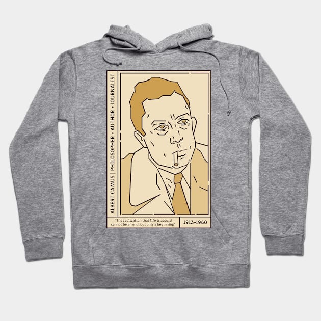 Albert Camus Literary Giant Hoodie by danny_mustache